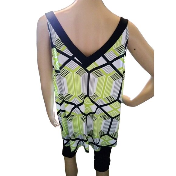 Worthington Woman Geometric Print Sleeveless V-Neck Tunic Top Plus Size 2X - Picture 5 of 7